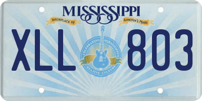 MS license plate XLL803
