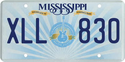 MS license plate XLL830