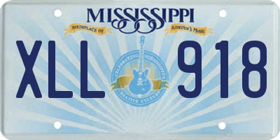 MS license plate XLL918