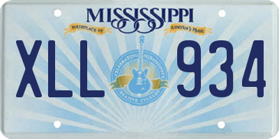 MS license plate XLL934