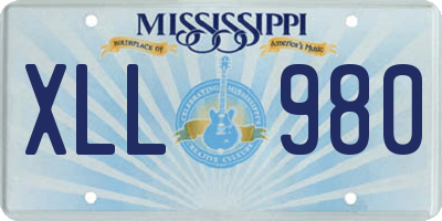 MS license plate XLL980