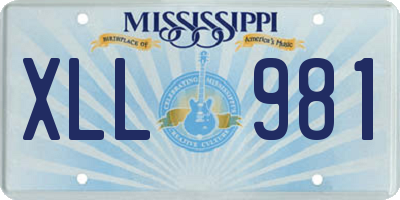 MS license plate XLL981