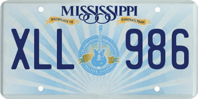 MS license plate XLL986