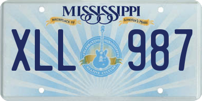 MS license plate XLL987