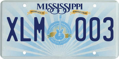 MS license plate XLM003