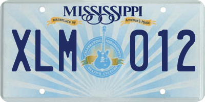 MS license plate XLM012