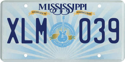 MS license plate XLM039
