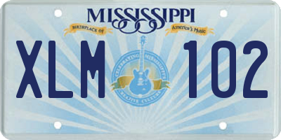 MS license plate XLM102