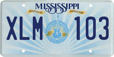 MS license plate XLM103