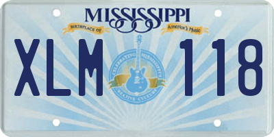 MS license plate XLM118