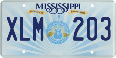 MS license plate XLM203
