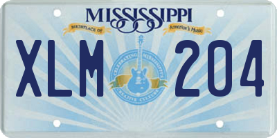 MS license plate XLM204
