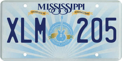 MS license plate XLM205