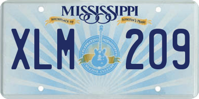 MS license plate XLM209