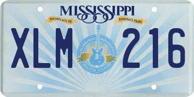 MS license plate XLM216