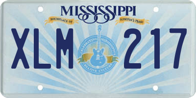 MS license plate XLM217