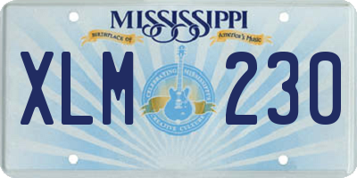 MS license plate XLM230