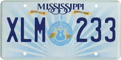 MS license plate XLM233
