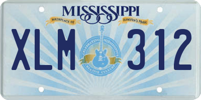 MS license plate XLM312