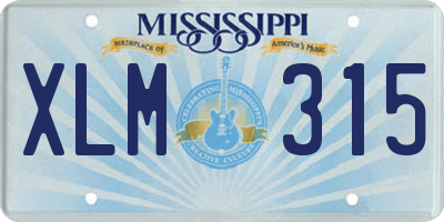 MS license plate XLM315