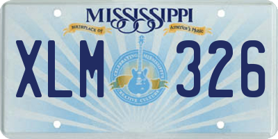 MS license plate XLM326