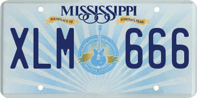 MS license plate XLM666