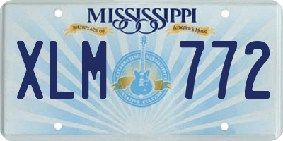 MS license plate XLM772