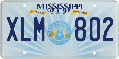 MS license plate XLM802