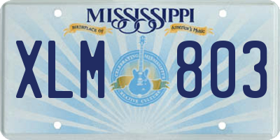 MS license plate XLM803
