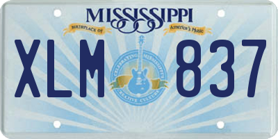 MS license plate XLM837