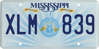 MS license plate XLM839