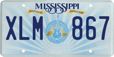MS license plate XLM867