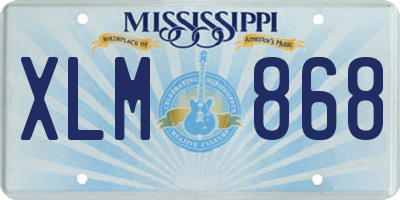 MS license plate XLM868