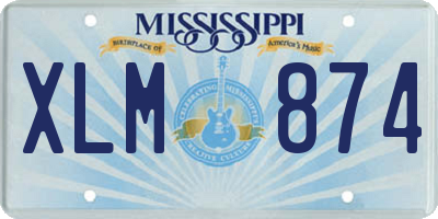 MS license plate XLM874
