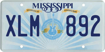 MS license plate XLM892
