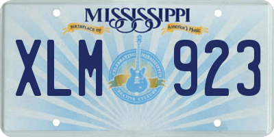 MS license plate XLM923