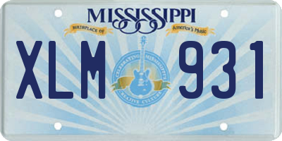 MS license plate XLM931