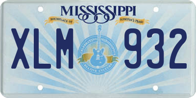 MS license plate XLM932