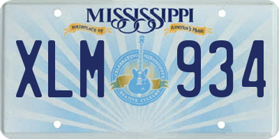 MS license plate XLM934