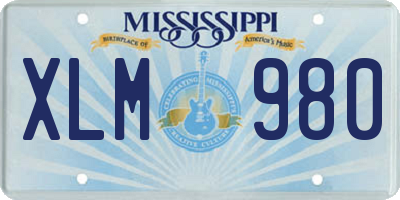 MS license plate XLM980