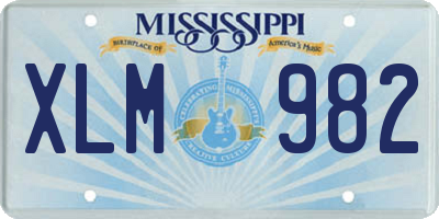 MS license plate XLM982