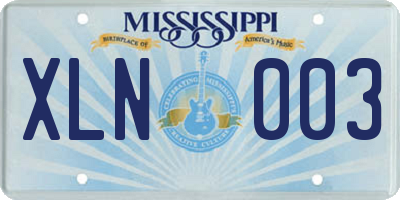 MS license plate XLN003