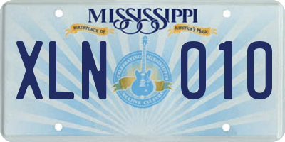 MS license plate XLN010