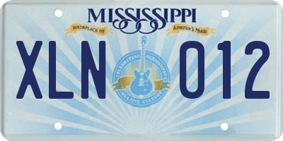 MS license plate XLN012