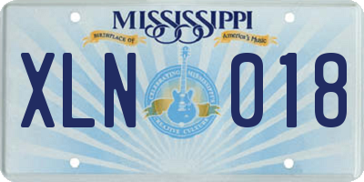 MS license plate XLN018
