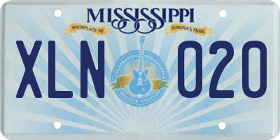 MS license plate XLN020