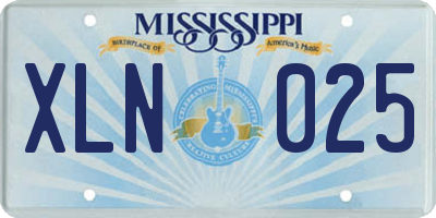 MS license plate XLN025