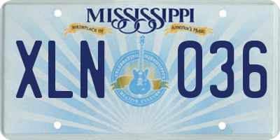 MS license plate XLN036