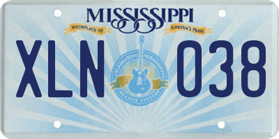 MS license plate XLN038