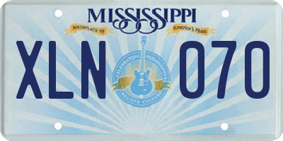 MS license plate XLN070